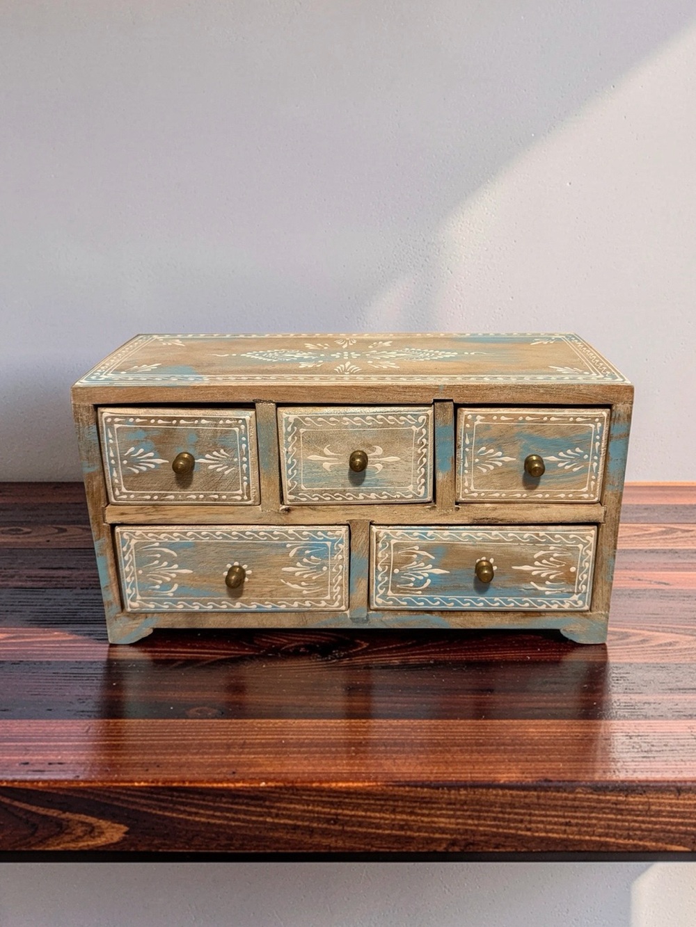Boho Wooden 5 Drawer Organizer